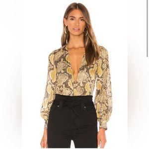 Superdown Aliza Bodysuit in Natural Snake Small